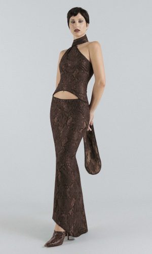 Snake Textured Lace Dress